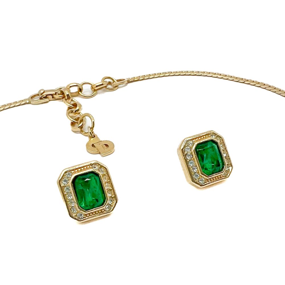 Vintage Dior Emerald Necklace and Earring