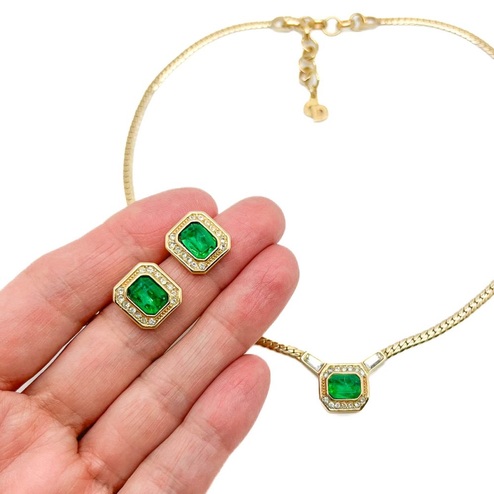 Vintage Dior Emerald Necklace and Earring