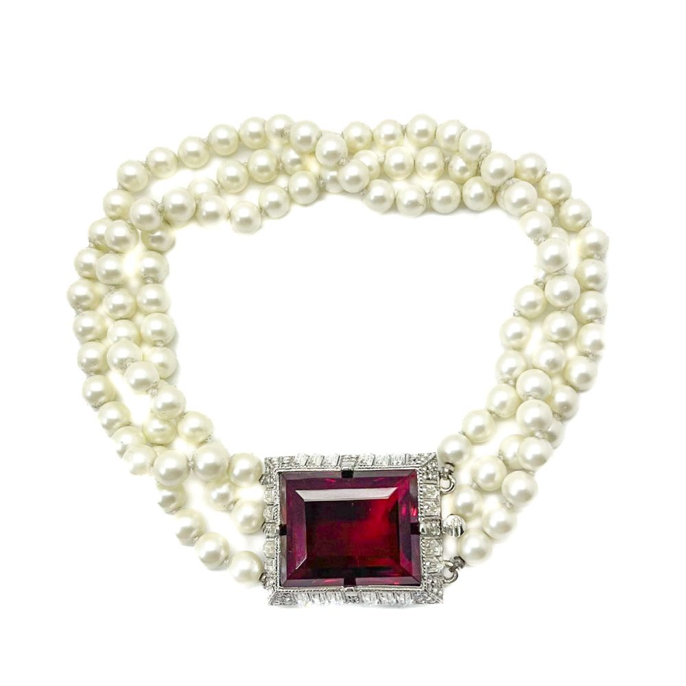 Vintage Kenneth Lane Ruby Pearl Torsade