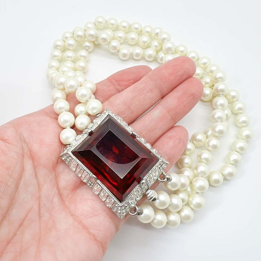 Vintage Kenneth Lane Ruby Pearl Torsade