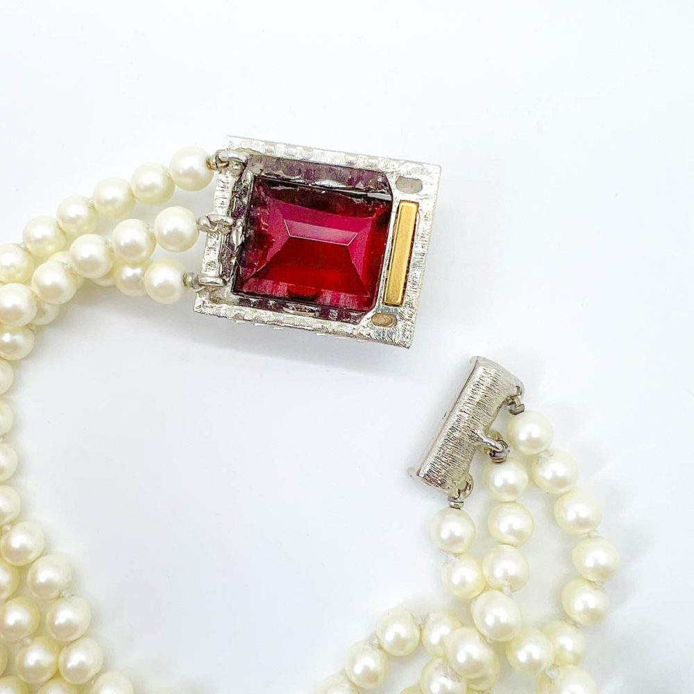Vintage Kenneth Lane Ruby Pearl Torsade