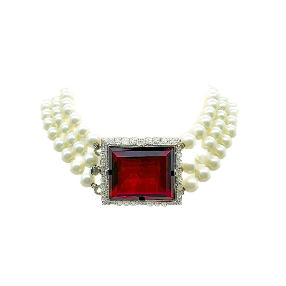 Vintage Kenneth Lane Ruby Pearl Torsade