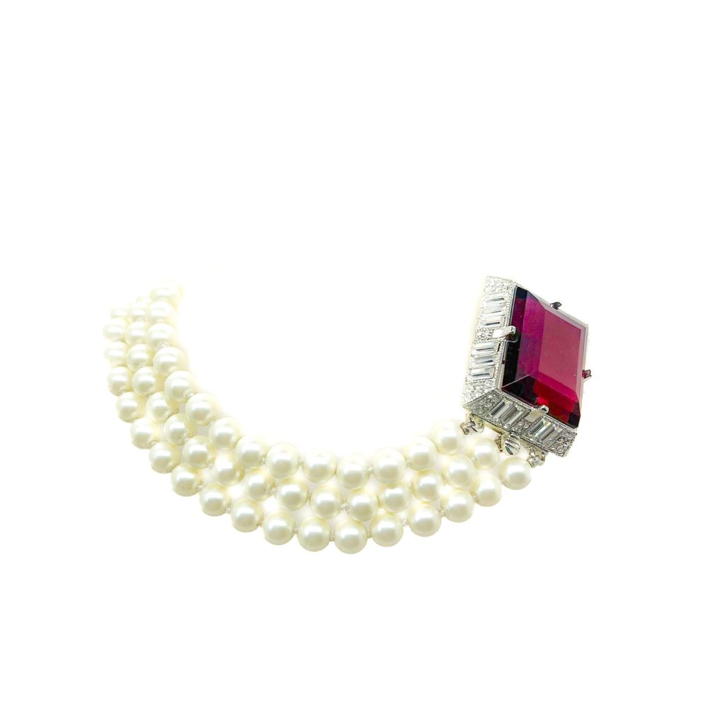 Vintage Kenneth Lane Ruby Pearl Torsade