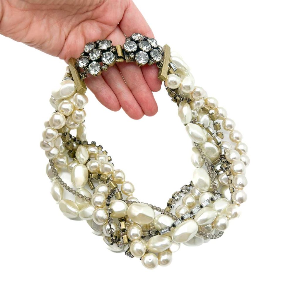 Vintage Statement Pearl Crystal Torsade