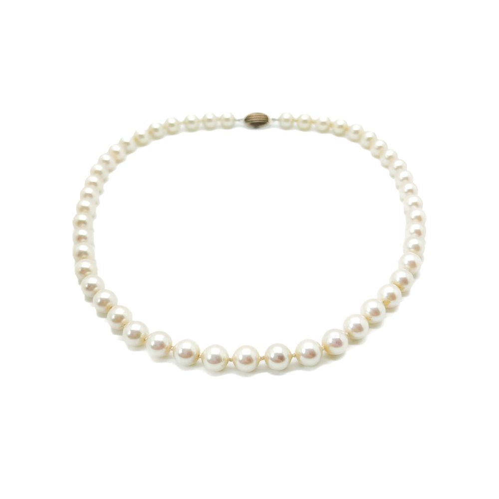 Vintage Silver Pearl Rope Necklace