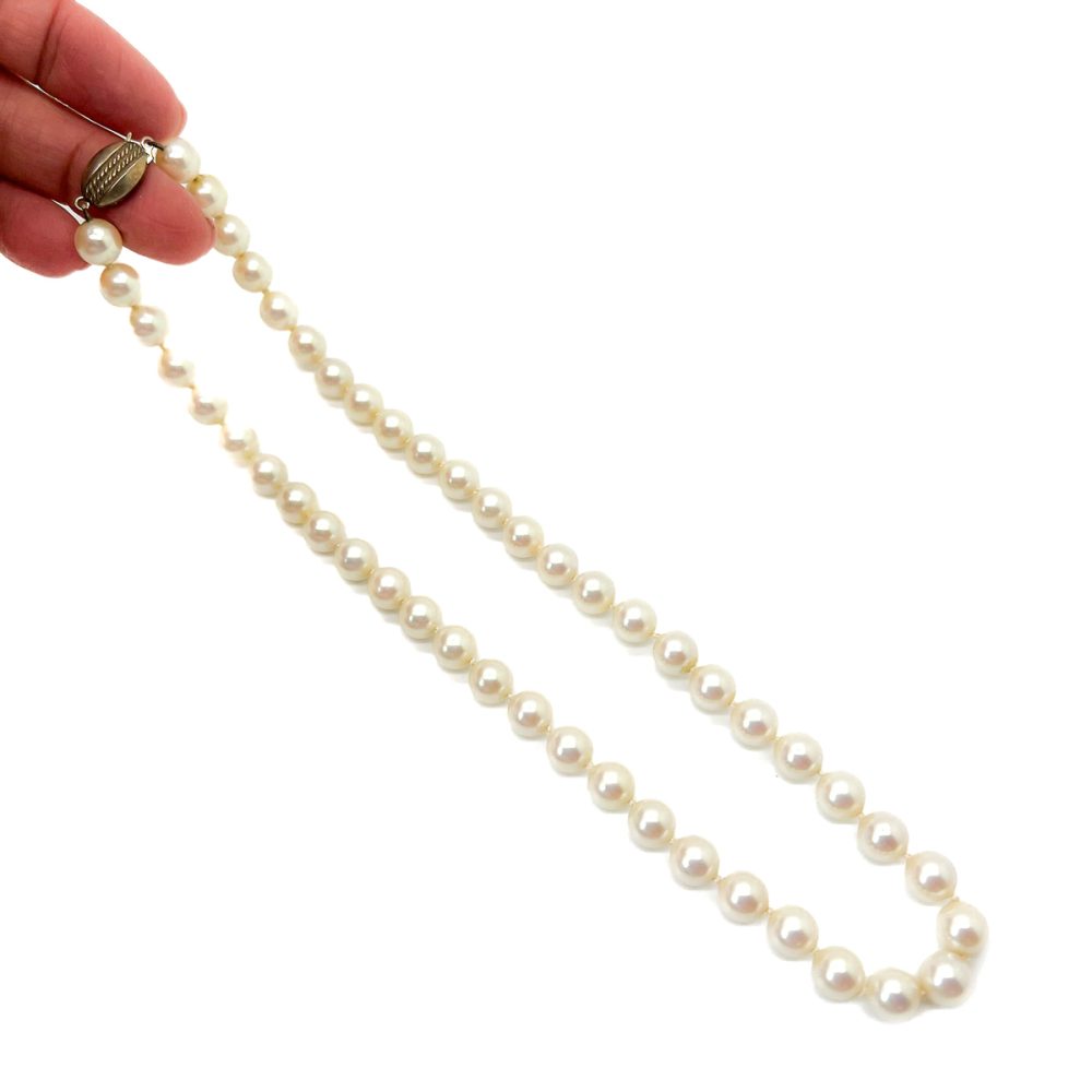 Vintage Silver Pearl Rope Necklace