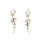 Jennifer Gibson Jewellery Vintage Silver & Pearl Floral Earrings 2049 (2) Vintage Silver Pearl Floral Earrings