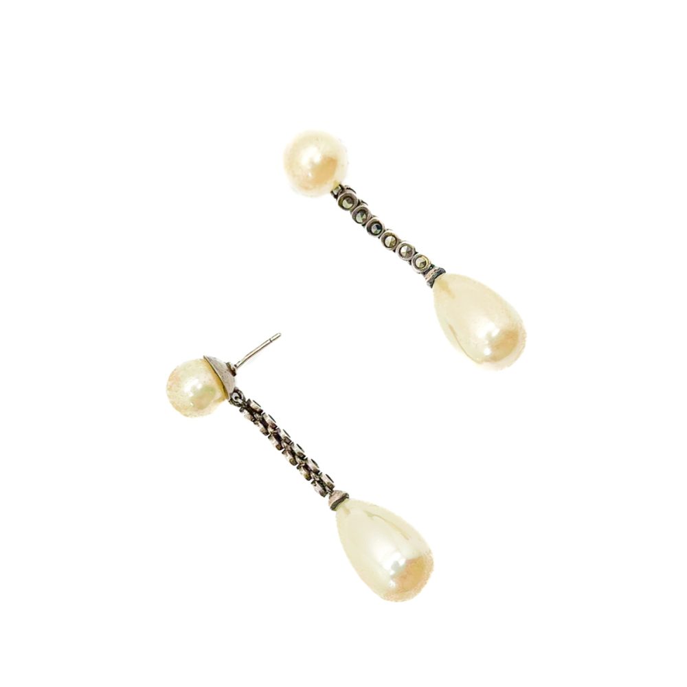 Antique Pearl Marcasite Earrings