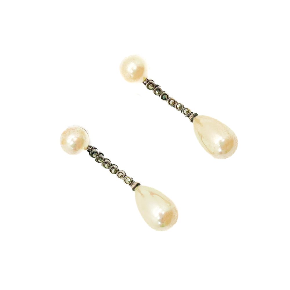Antique Pearl Marcasite Earrings