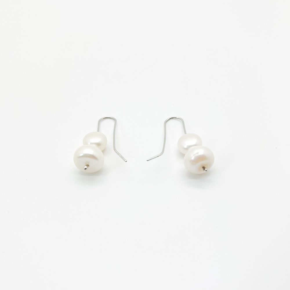 Silver Double Pearl Earrings