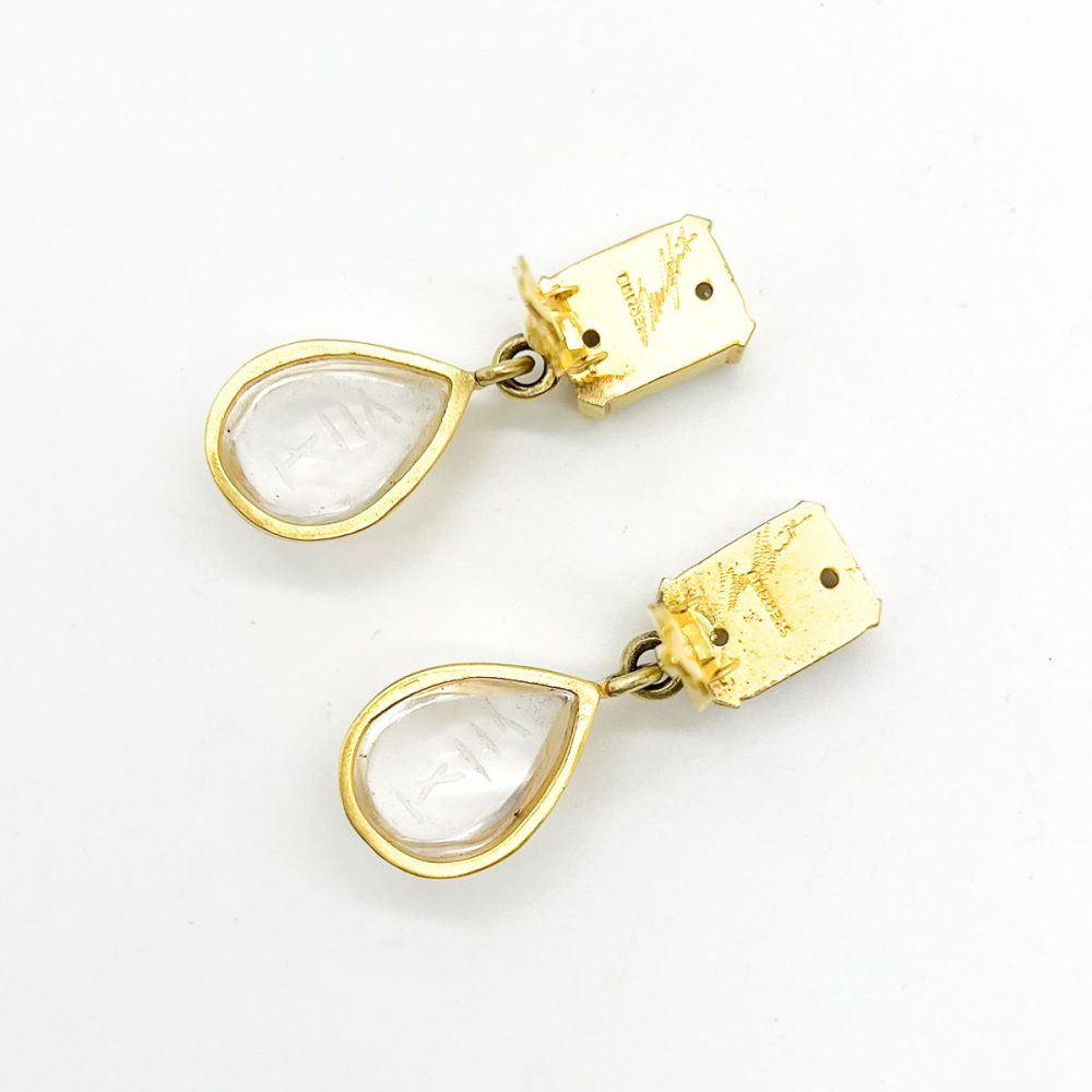 Vintage Sterling Carved Rock Crystal Earrings
