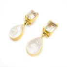 Vintage Sterling Carved Rock Crystal Earrings