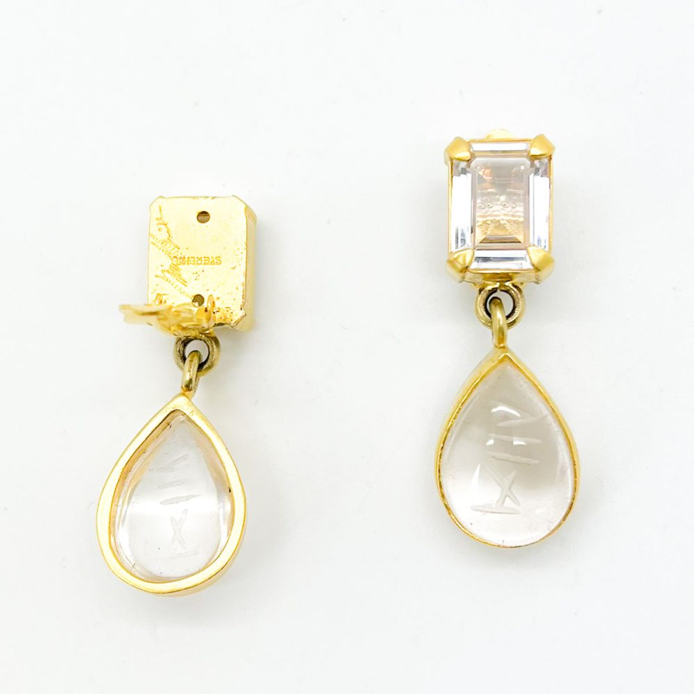 Vintage Sterling Carved Rock Crystal Earrings