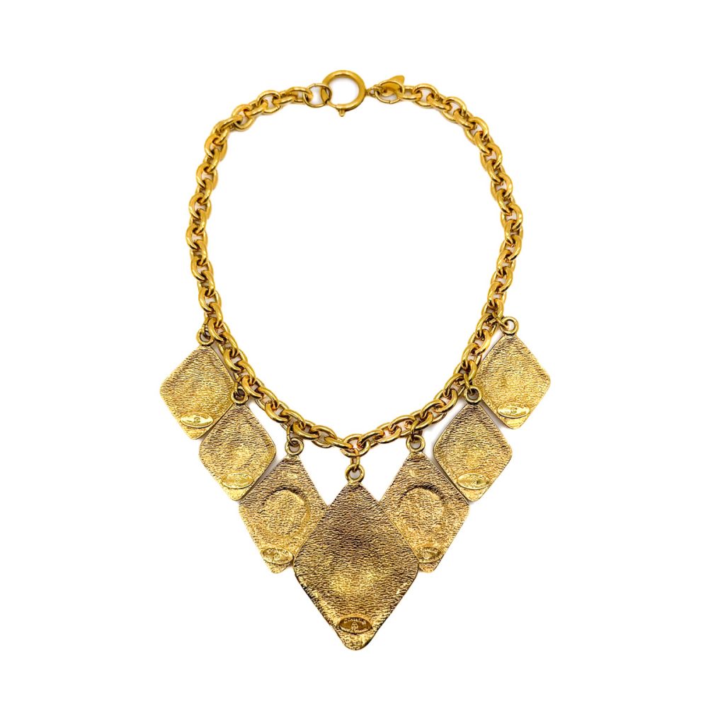 Vintage Chanel Rhombus Logo Charm Necklace