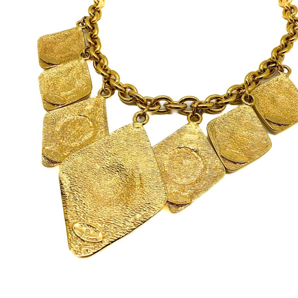 Vintage Chanel Rhombus Logo Charm Necklace