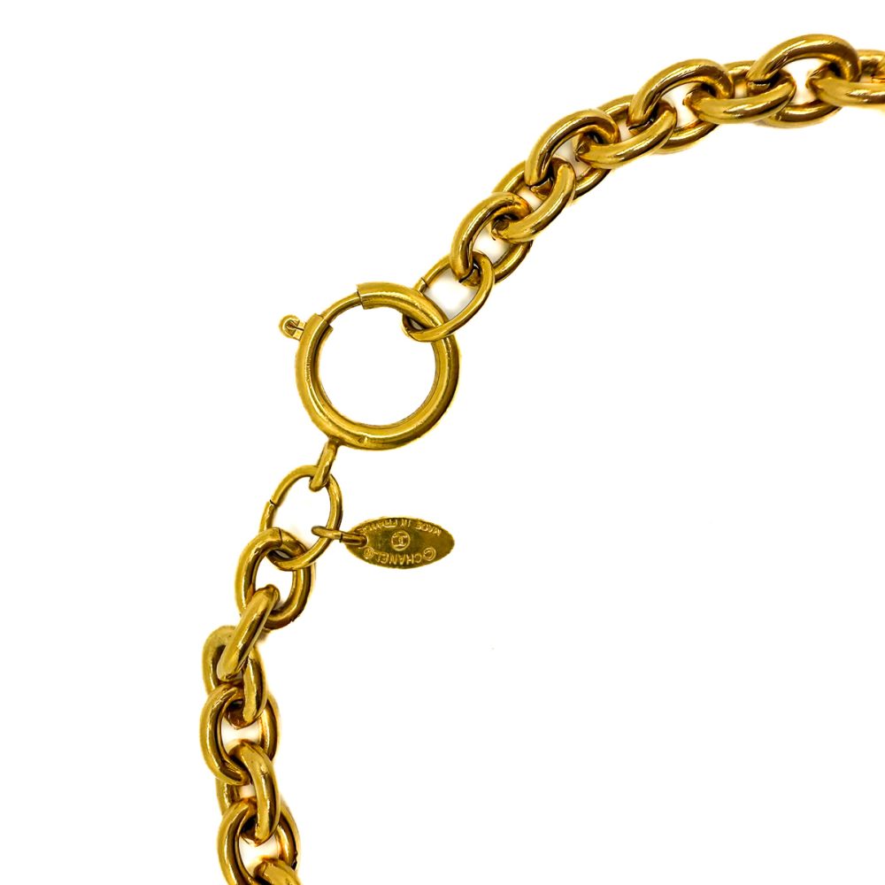 Vintage Chanel Rhombus Logo Charm Necklace