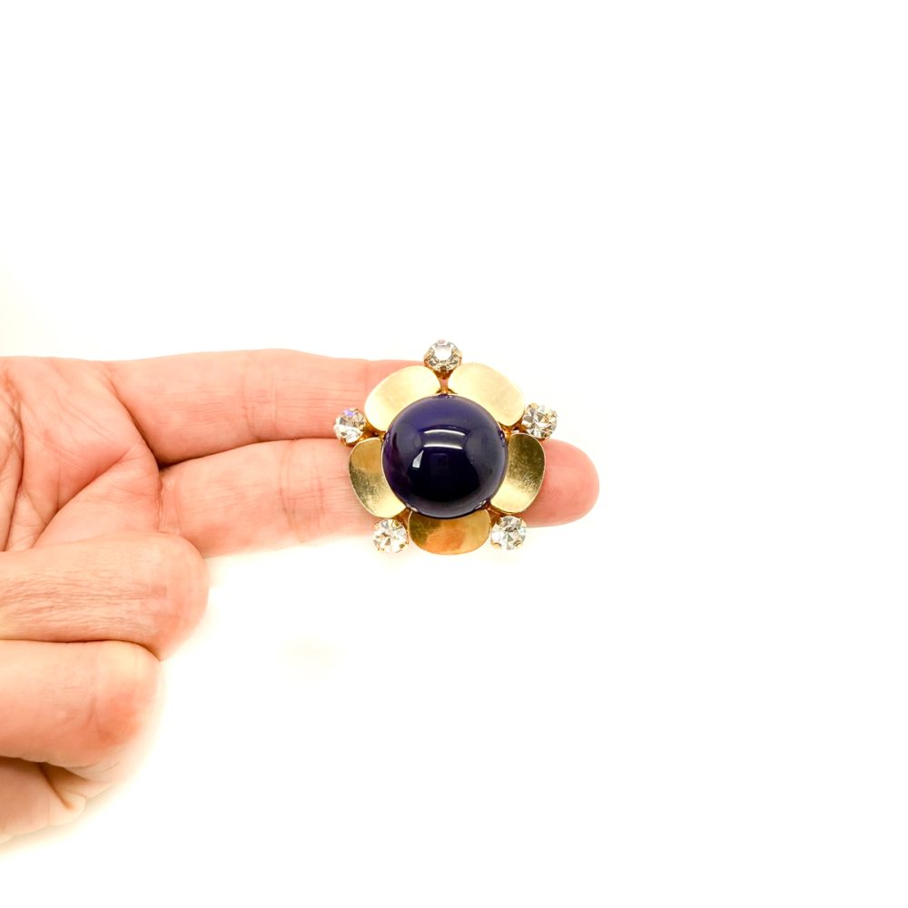 Vintage Dior Lapis Flower Brooch