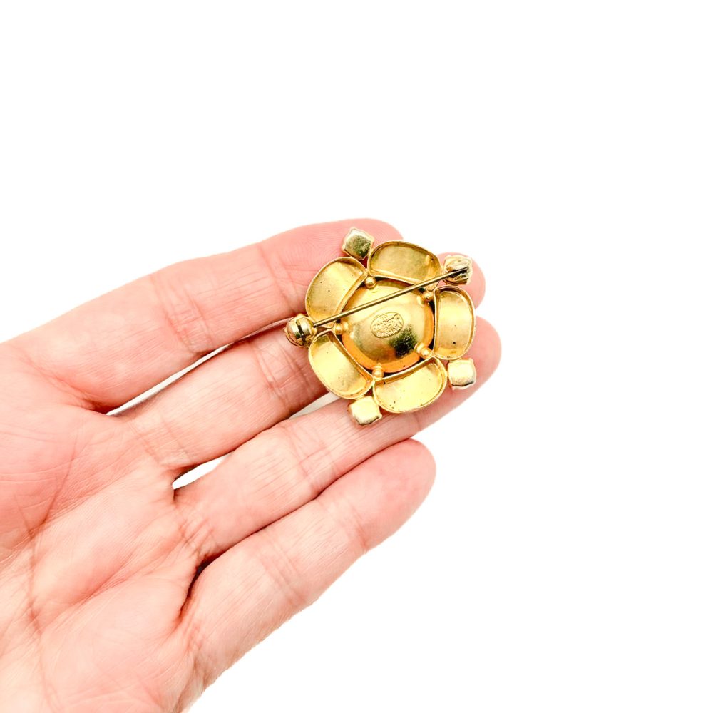 Vintage Dior Lapis Flower Brooch