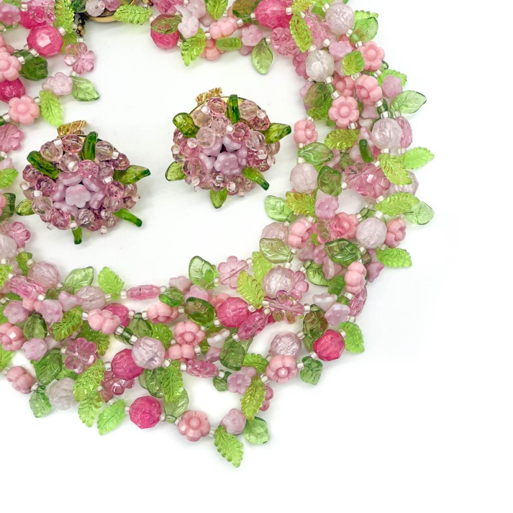 Vintage Christian Dior Floral Necklace and Earring Set