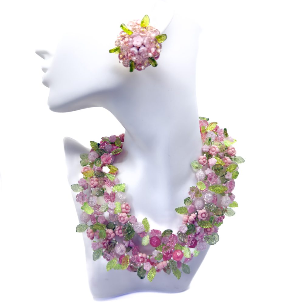 Vintage Christian Dior Floral Necklace and Earring Set