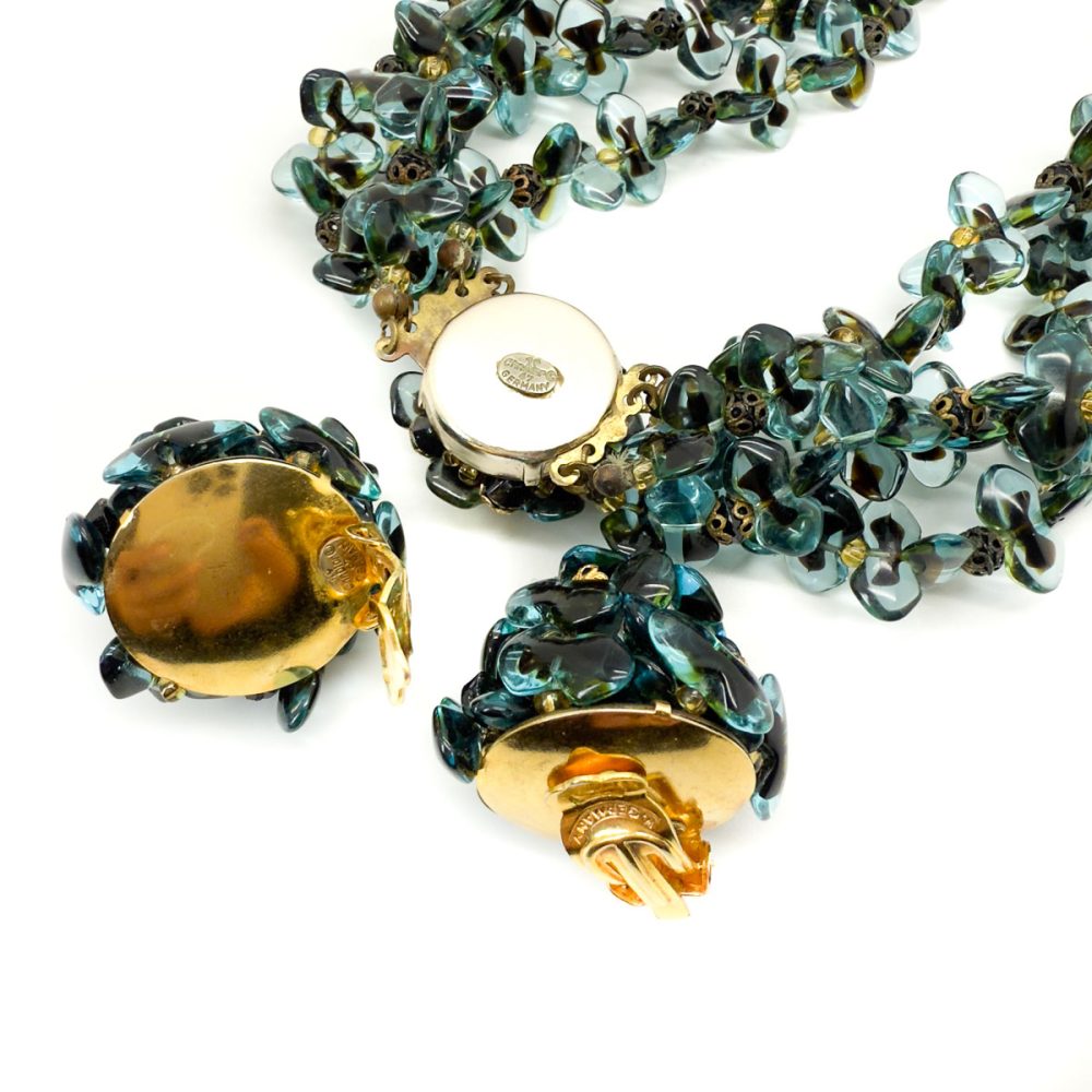 Vintage Christian Dior Teal Necklace and Earring set