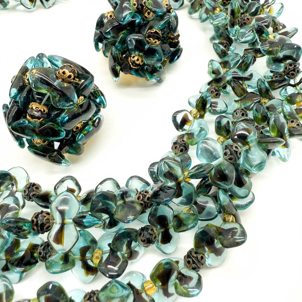 Vintage Christian Dior Teal Necklace and Earring set
