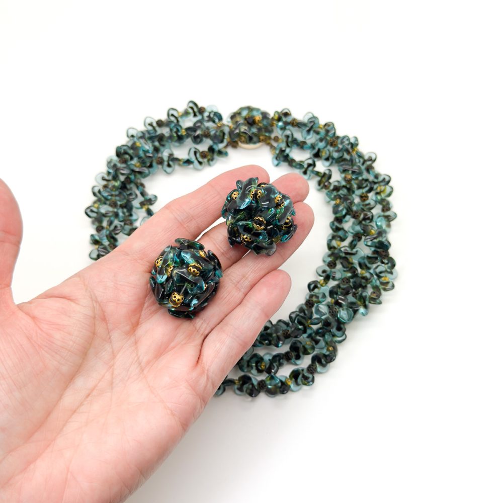 Vintage Christian Dior Teal Necklace and Earring set