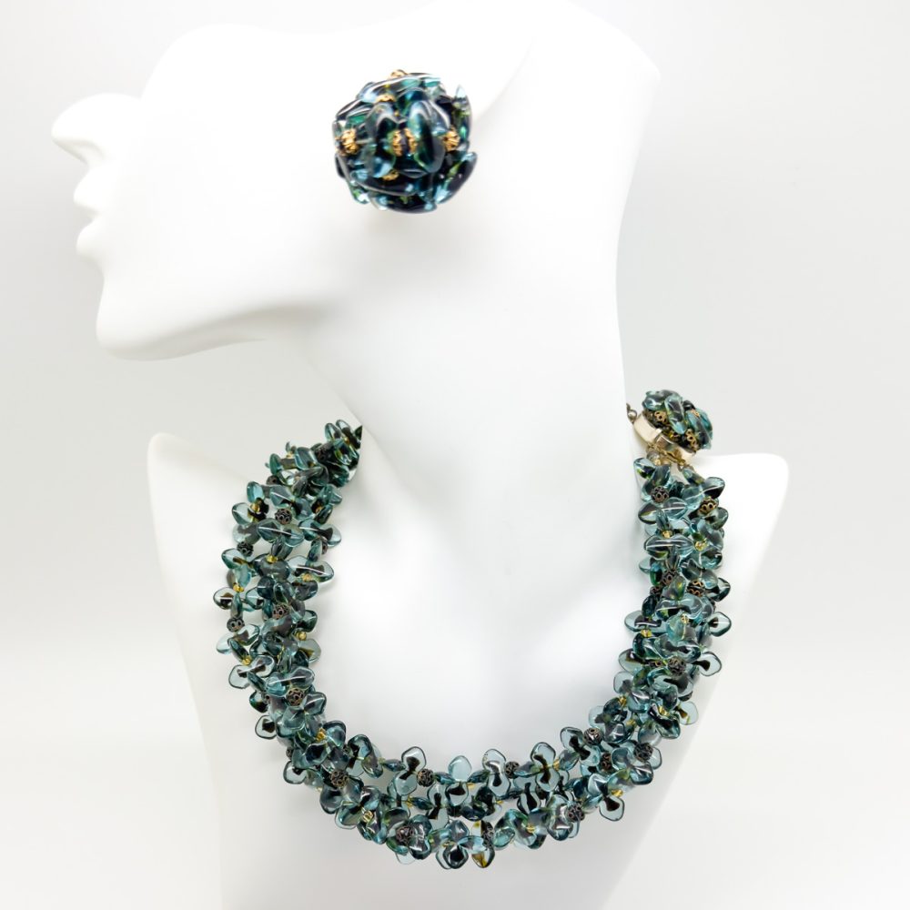 Vintage Christian Dior Teal Necklace and Earring set