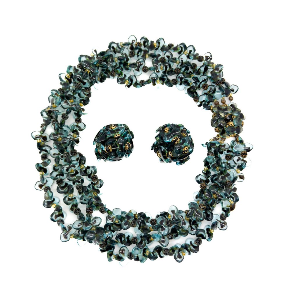 Vintage Christian Dior Teal Necklace and Earring set