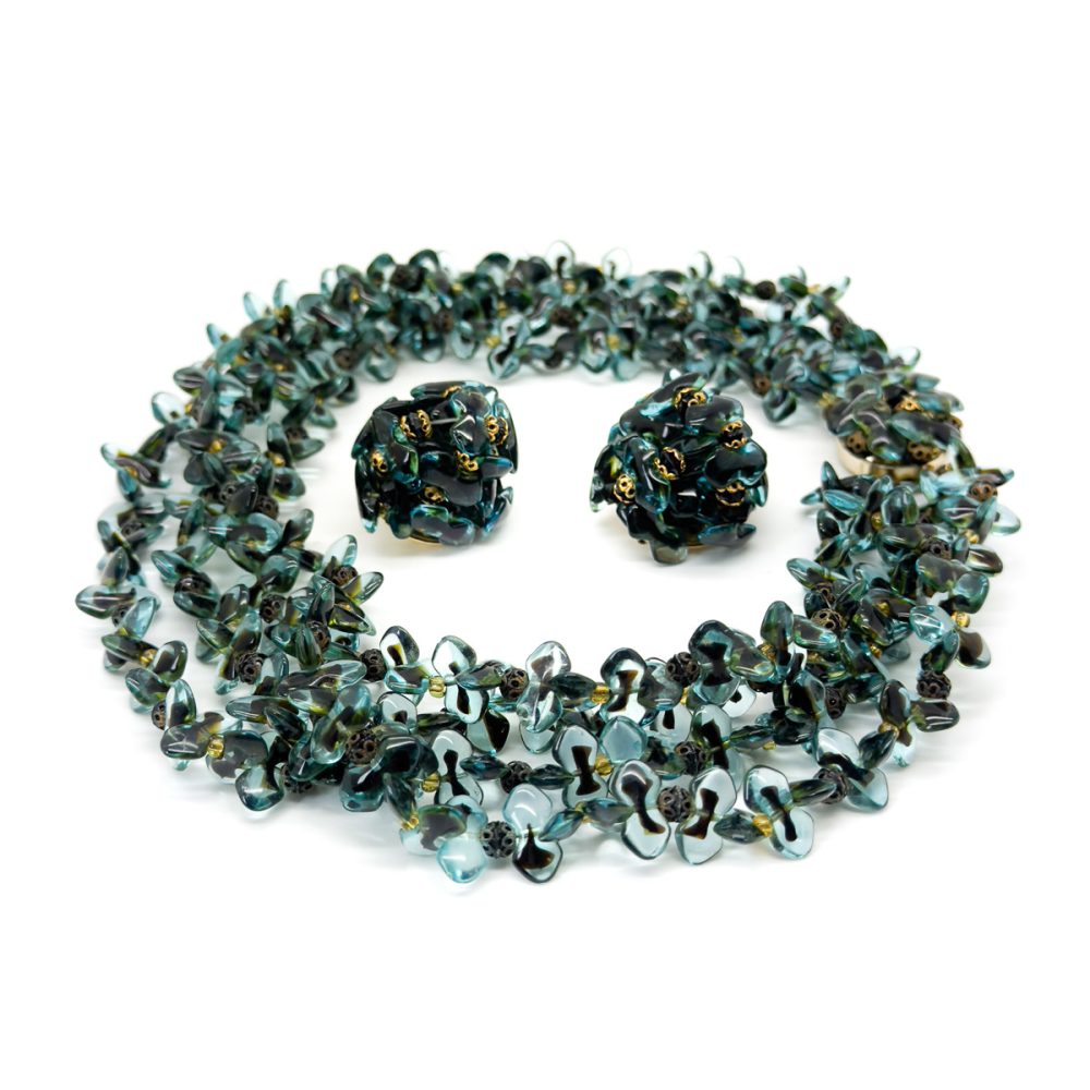 Vintage Christian Dior Teal Necklace and Earring set