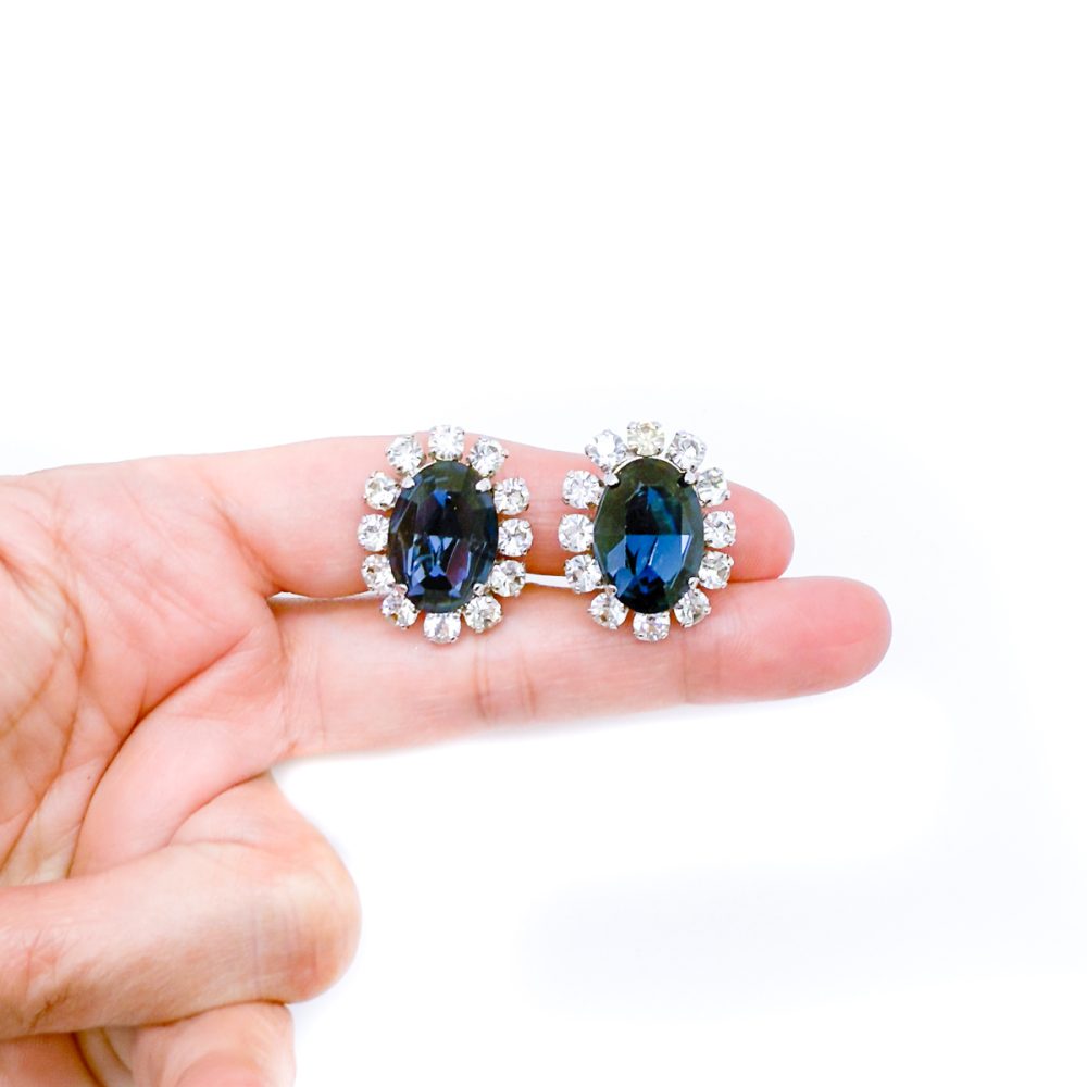 Vintage Dior Sapphire Paste Earrings