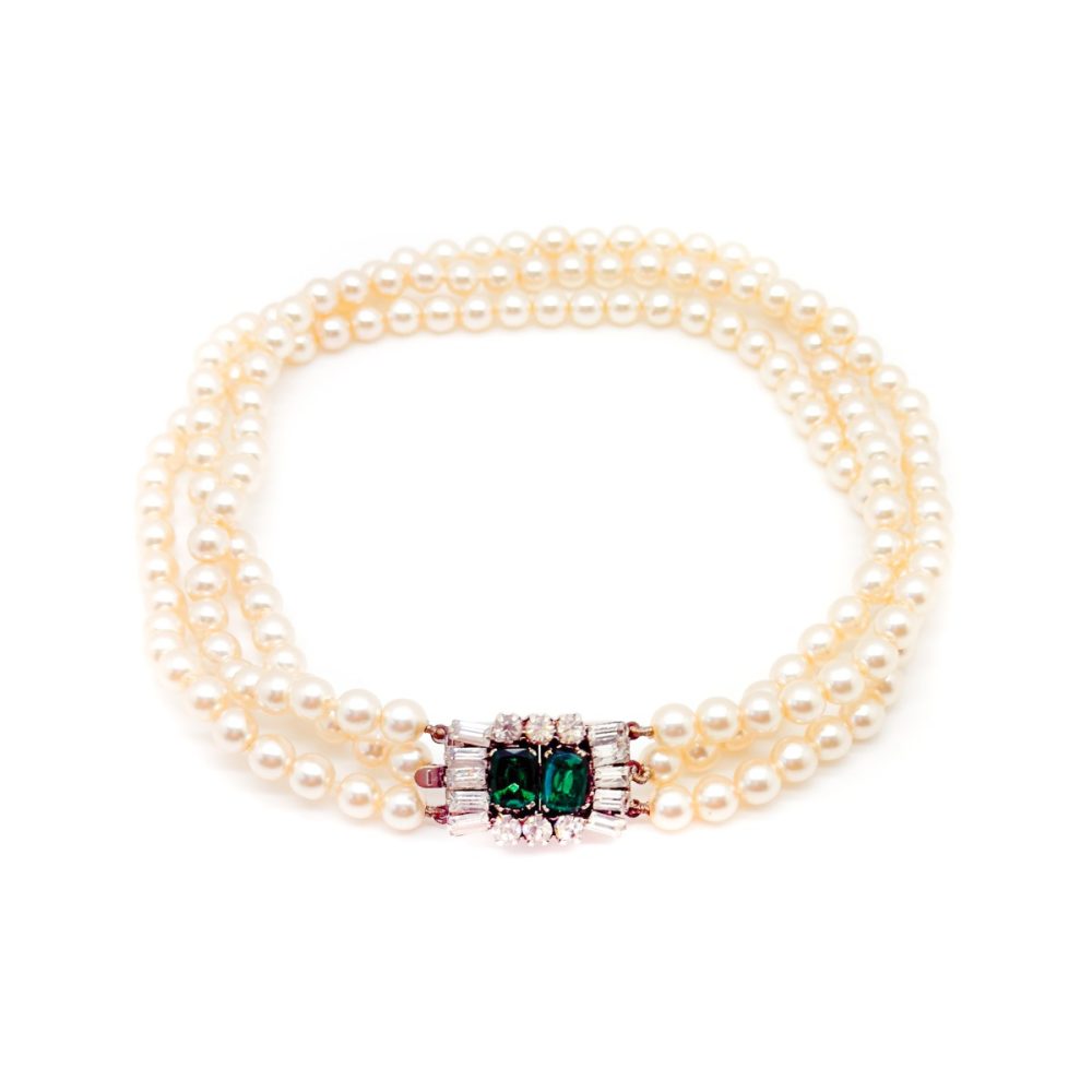 Vintage Pearl & Emerald Paste Choker