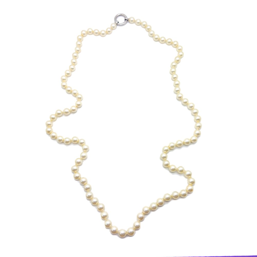 Vintage Opera Length Pearls With Sterling O Ring 2000s