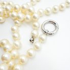Jennifer Gibson Jewellery 2112 (5) Vintage Opera Length Pearls With Sterling O Ring 2000s