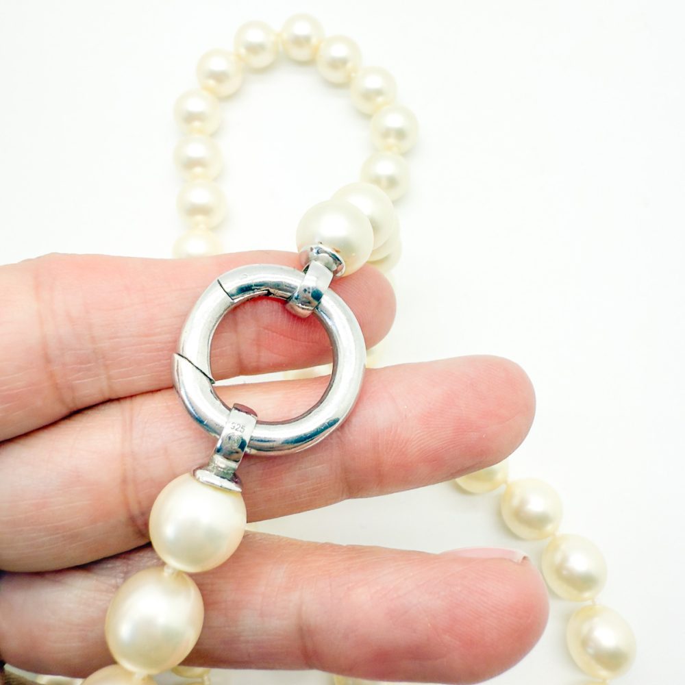 Vintage Opera Length Pearls With Sterling O Ring 2000s
