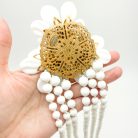 Jennifer Gibson Jewellery Vintage Miriam Haskell Milk Glass Corsage Necklace 2101 (1) Vintage Miriam Haskell White Flower Necklace