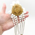 Jennifer Gibson Jewellery Vintage Miriam Haskell Milk Glass Corsage Necklace 2101 (10) Vintage Miriam Haskell White Flower Necklace