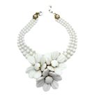 Jennifer Gibson Jewellery Vintage Miriam Haskell Milk Glass Corsage Necklace 2101 (2) Vintage Miriam Haskell White Flower Necklace