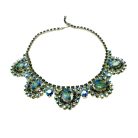 Jennifer Gibson Jewellery 2127 (10) Vintage Carved Leaf Crystal Necklace