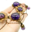 Jennifer Gibson Jewellery Amethyst Poured Glass Filigree Necklace 2132 (1) Vintage Amethyst Poured Glass Necklace