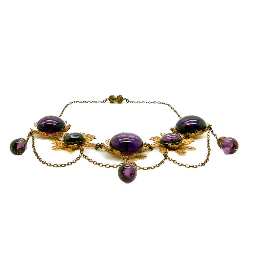 Vintage Amethyst Poured Glass Necklace