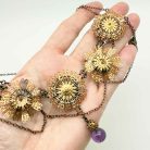 Jennifer Gibson Jewellery Amethyst Poured Glass Filigree Necklace 2132 (5) Vintage Amethyst Poured Glass Necklace