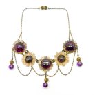 Jennifer Gibson Jewellery Amethyst Poured Glass Filigree Necklace 2132 (6) Vintage Amethyst Poured Glass Necklace
