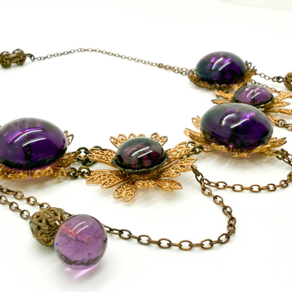 Vintage Amethyst Poured Glass Necklace
