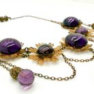 Jennifer Gibson Jewellery Amethyst Poured Glass Filigree Necklace 2132 (7) Vintage Amethyst Poured Glass Necklace