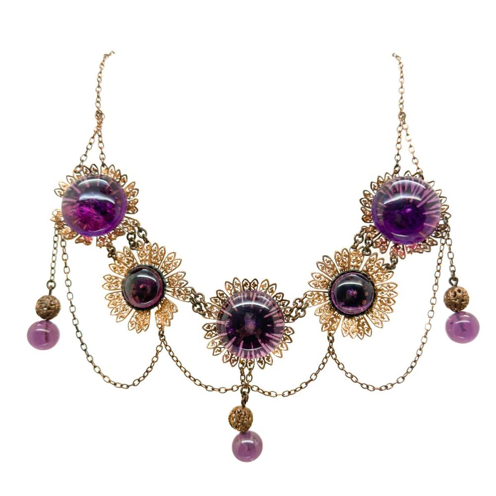 Vintage Amethyst Poured Glass Necklace