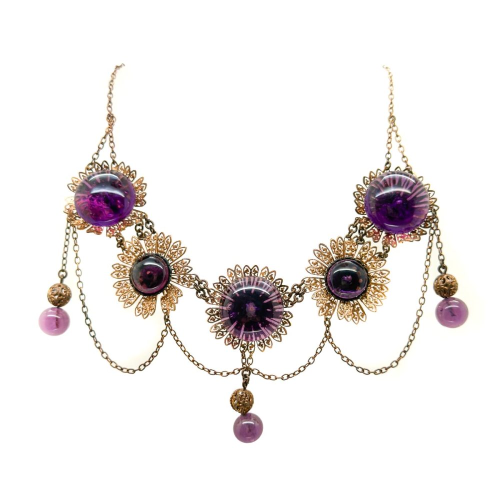 Vintage Amethyst Poured Glass Necklace