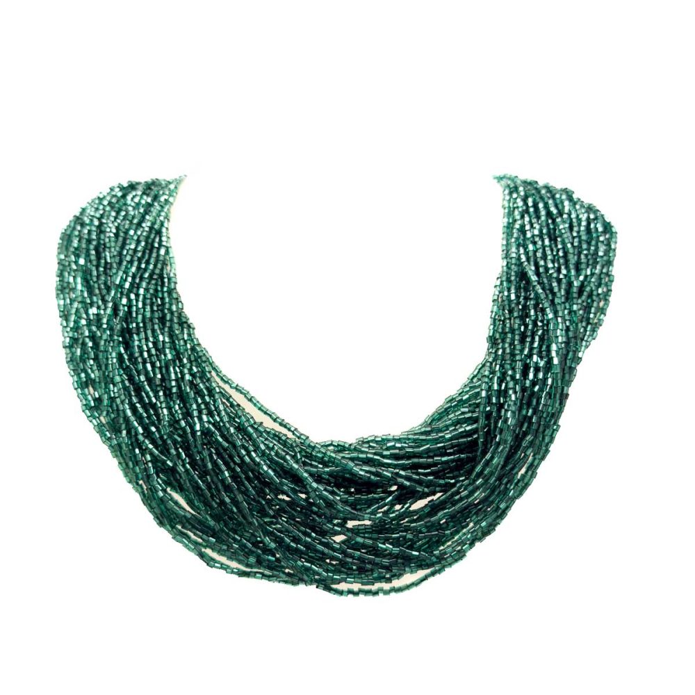Vintage Emerald Glass Torsade Necklace