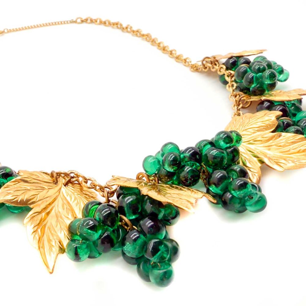 Vintage Poured Glass Grape Necklace