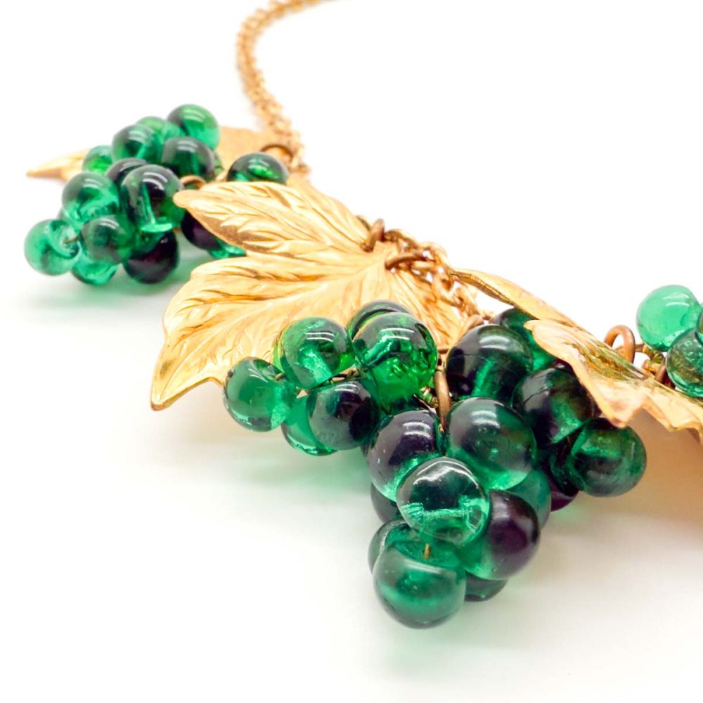 Vintage Poured Glass Grape Necklace